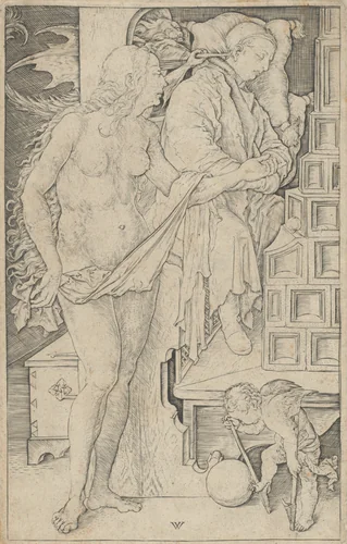 The Dream of the Doctor by Wenzel von Olmutz; Albrecht Dürer, print, 1499-1505
