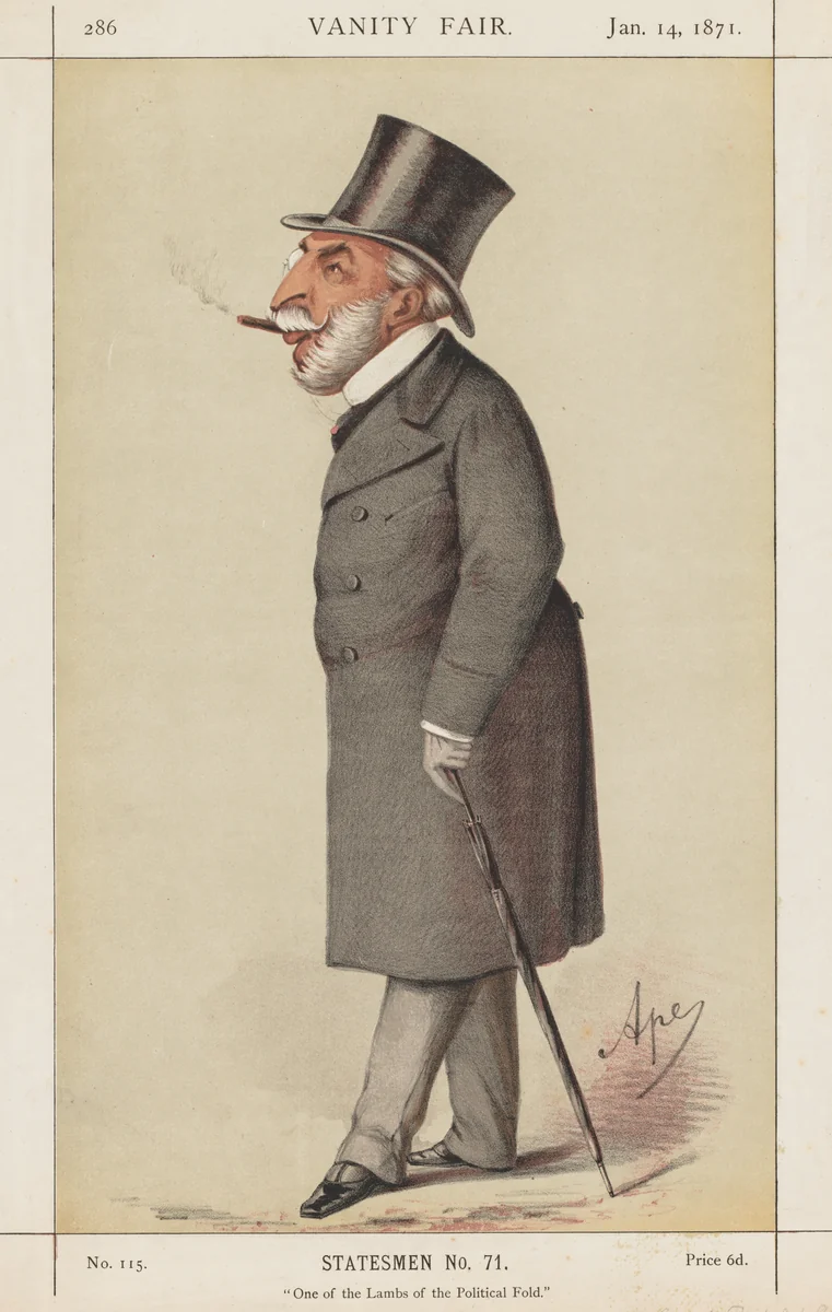 Vanity Fair: Statesman, No. 71 "One of the Lambs of the Political Fold" by Carlo, print, 1871