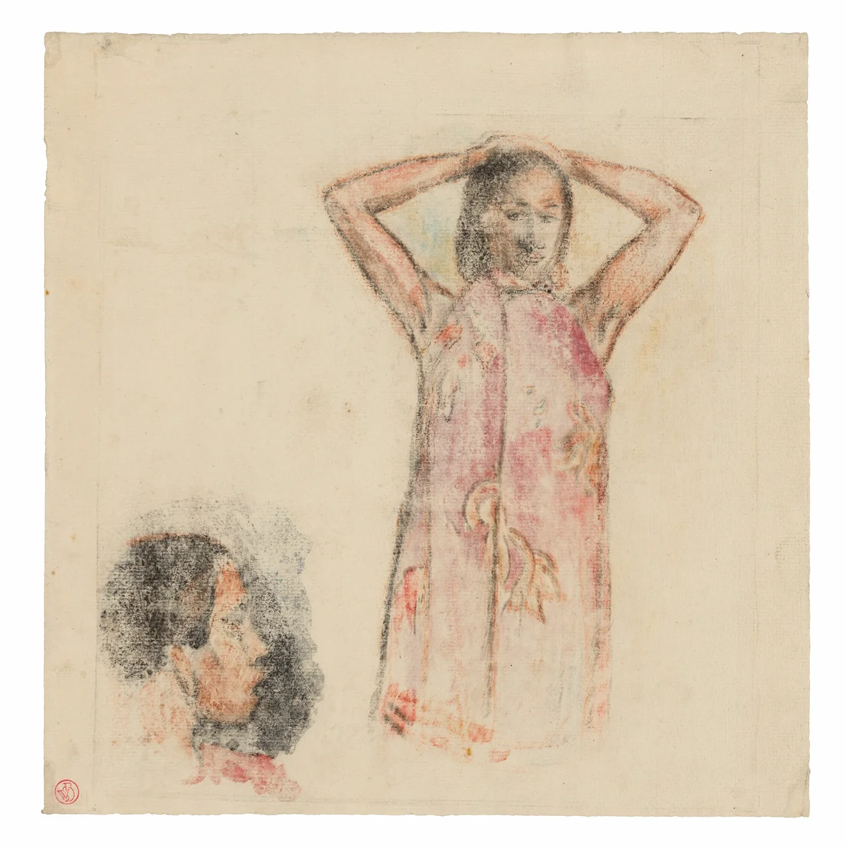 Tahitian Girl in Pink Pareu by Paul Gauguin, print, 1894