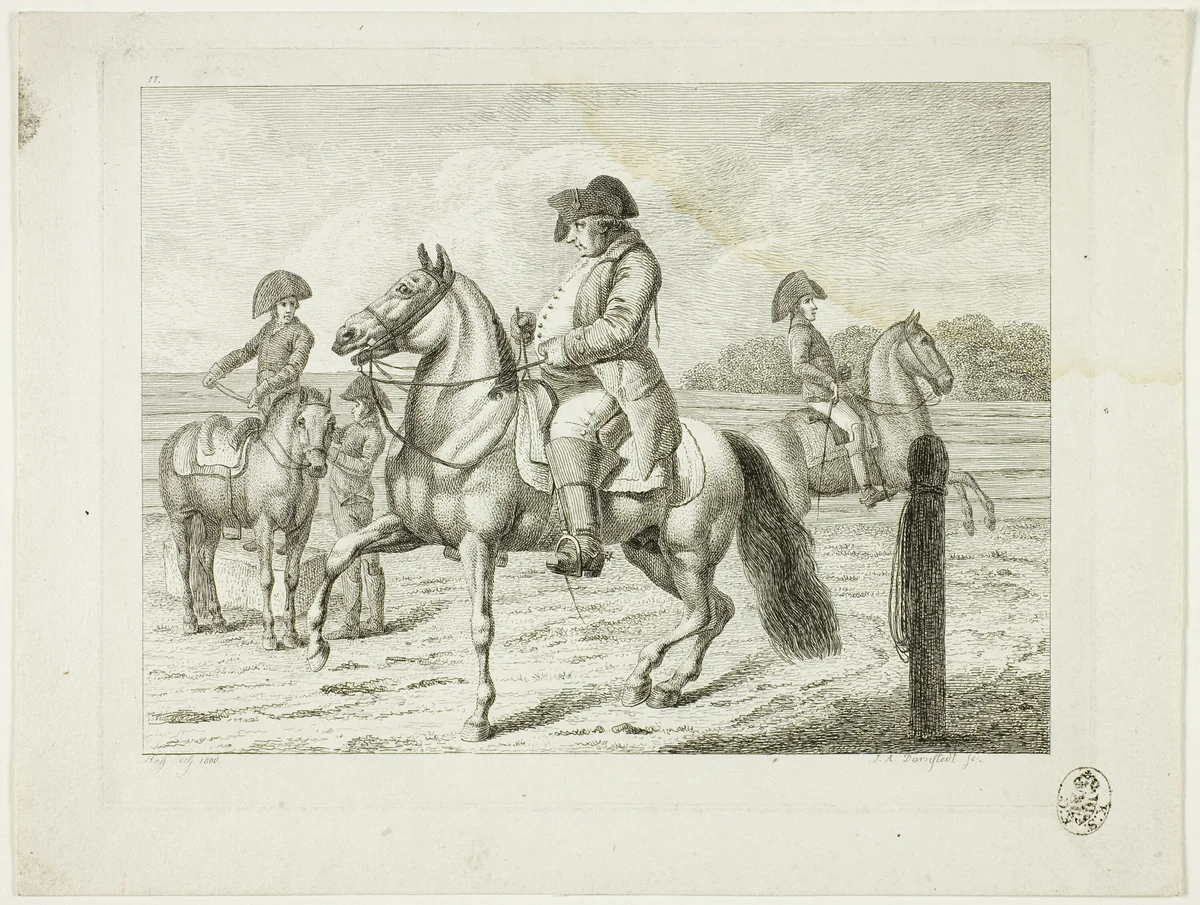 Riding School and Horses by Johann Adolph Darnstedt, print, 1806