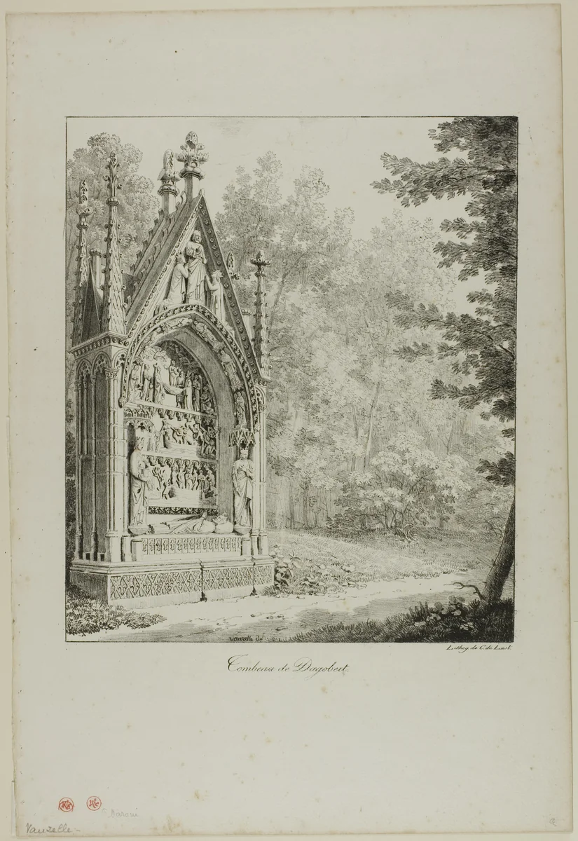 Tomb of Dagobert by Jean Lubin Vauzelle, print, 1800-1850
