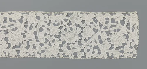 Strook voor een superplie van kloskant met golvende voluutranken by anonymous, other, 1660-1670