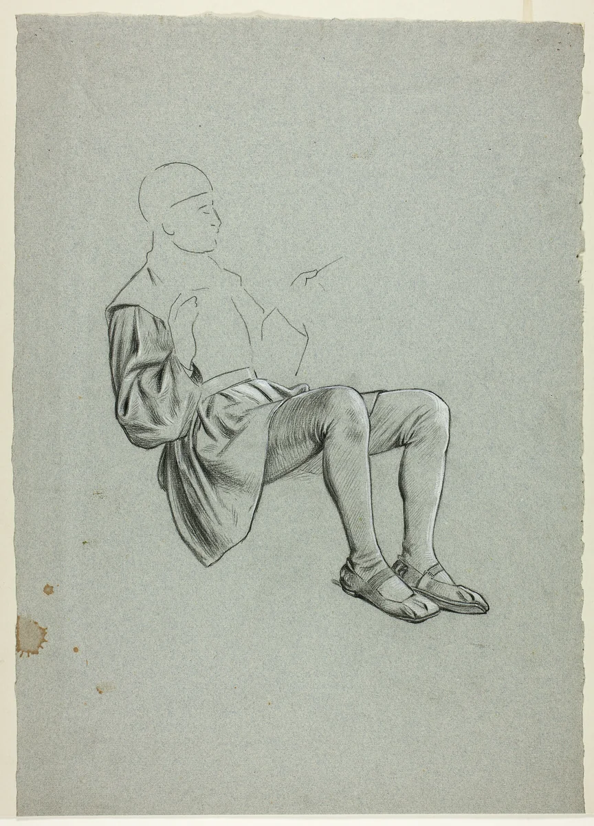 Unfinished Sketch of Seated Man by Henry Stacy Marks, drawing, 1849-1898