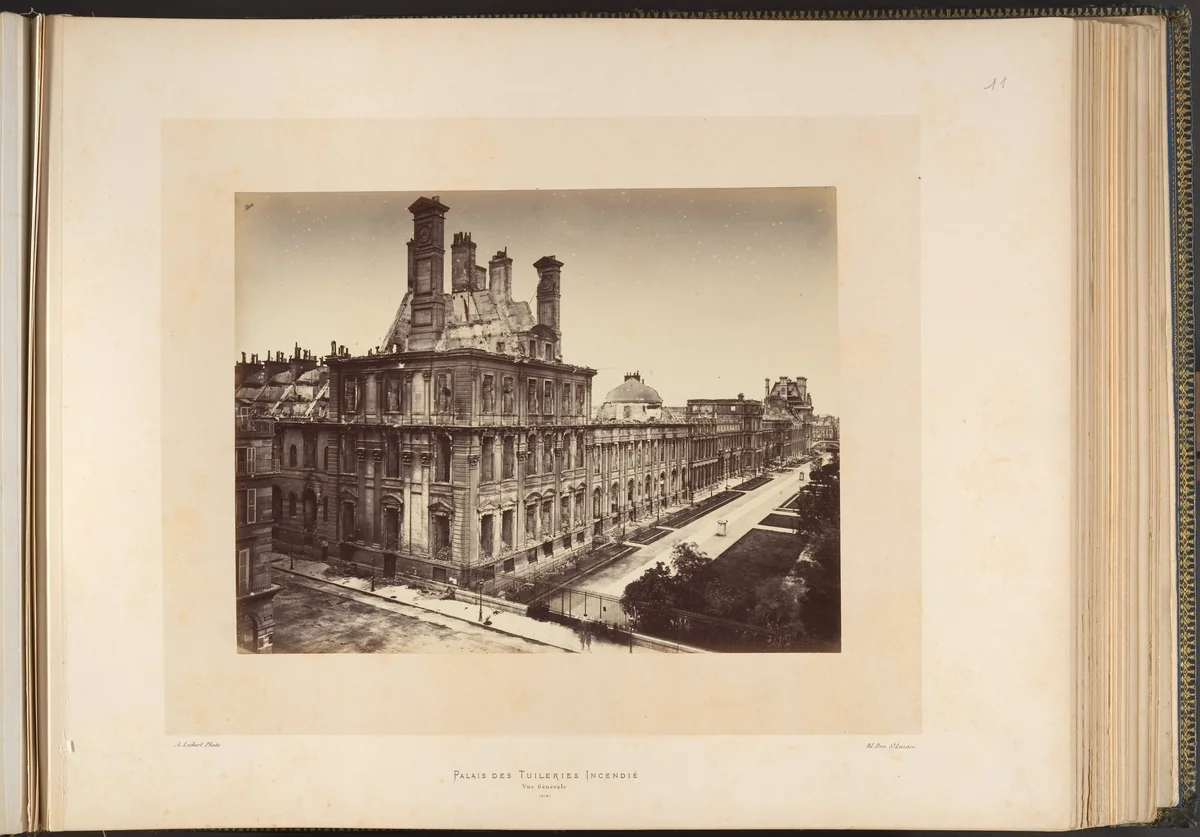 Tuileries Palace, Burned. General View by Alphonse J. Liébert, photograph, 1871