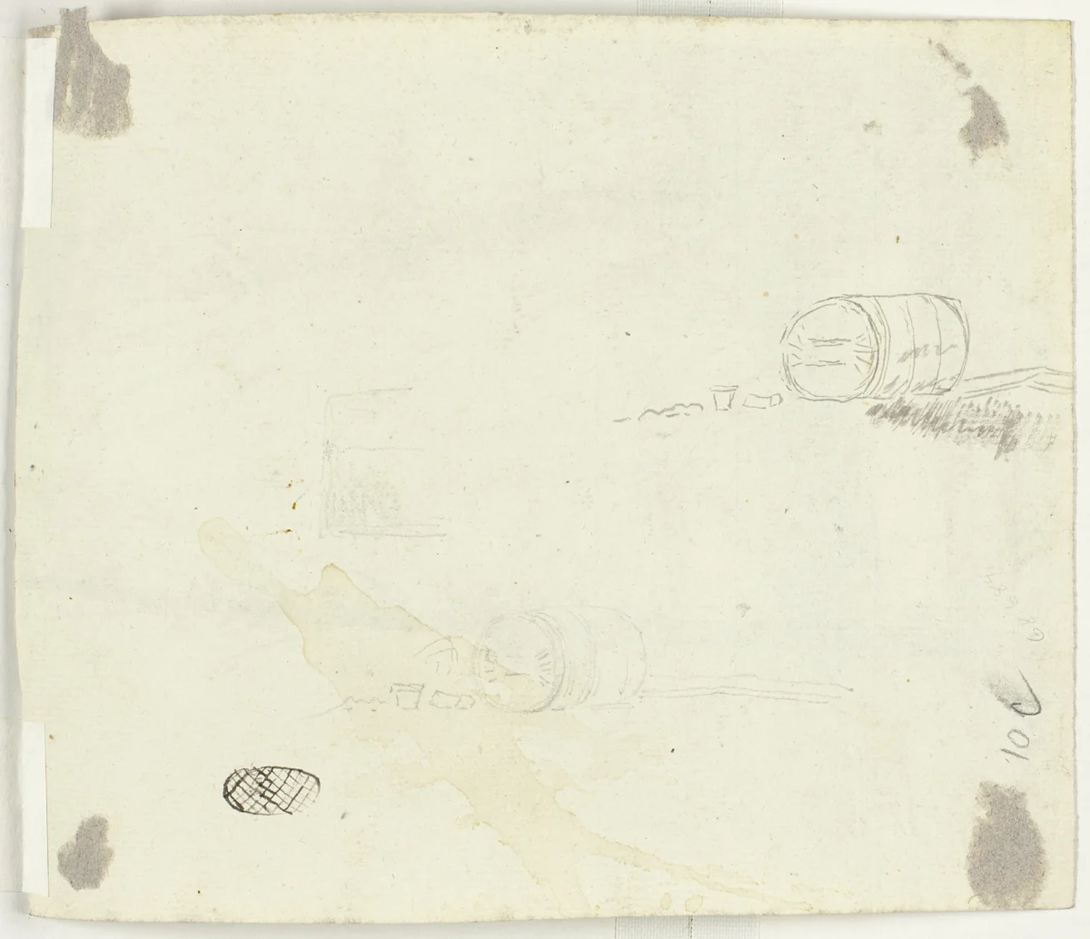 Sketches of a Barrel and Other Objects by Pierre Antoine Mongin, drawing, 1781-1827