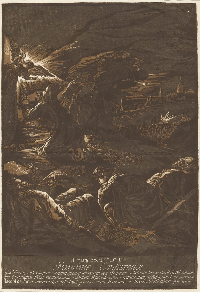 Christ on the Mount of Olives by Jacopo Bassano, print, 1743