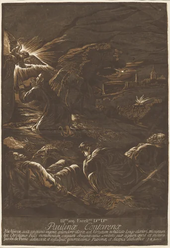 Christ on the Mount of Olives by Jacopo Bassano, print, 1743