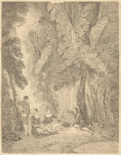 La colation by Jean Moyreau; Antoine Watteau, print, 1729