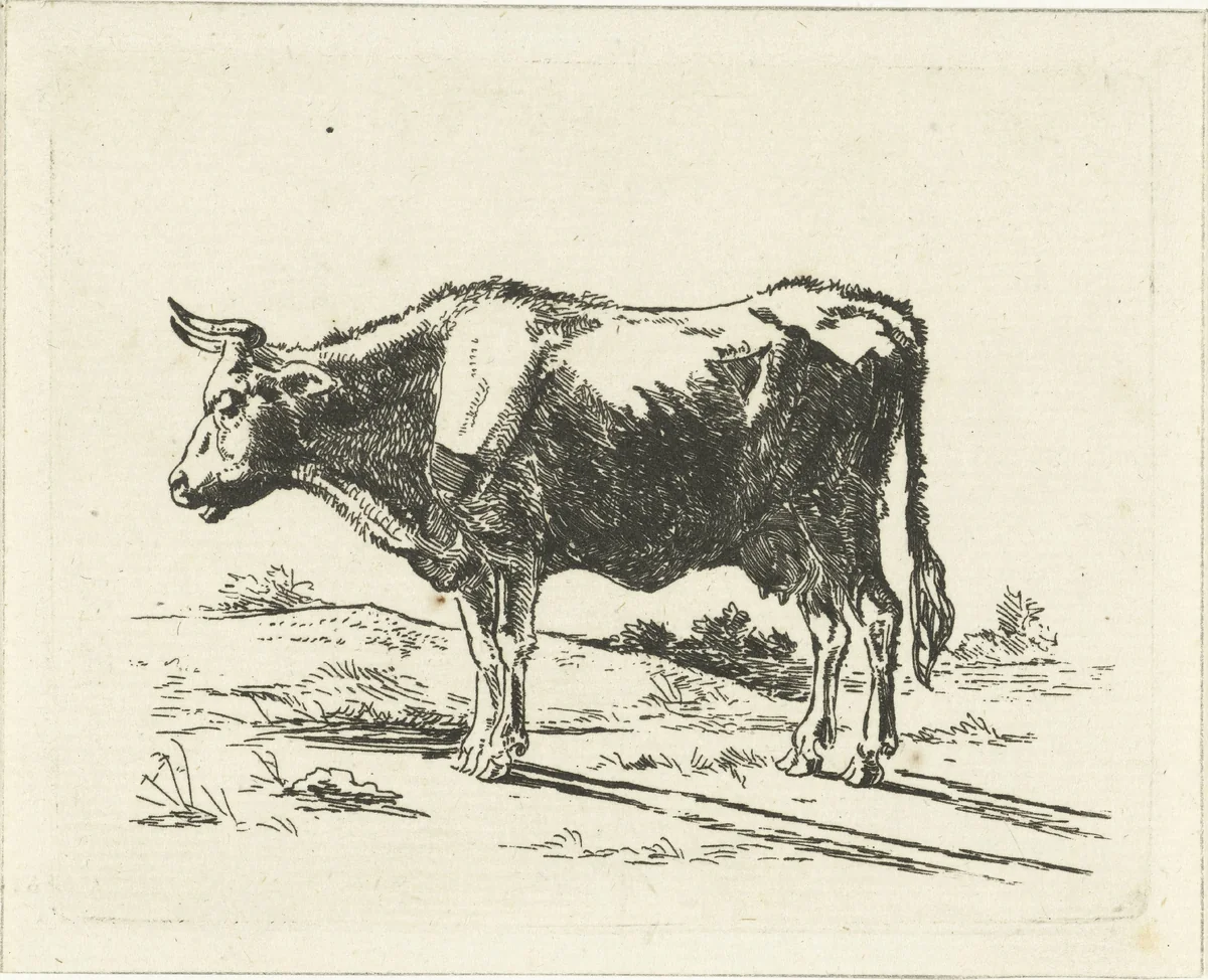 Staande koe by Jan Dasveldt, print, 1780-1855