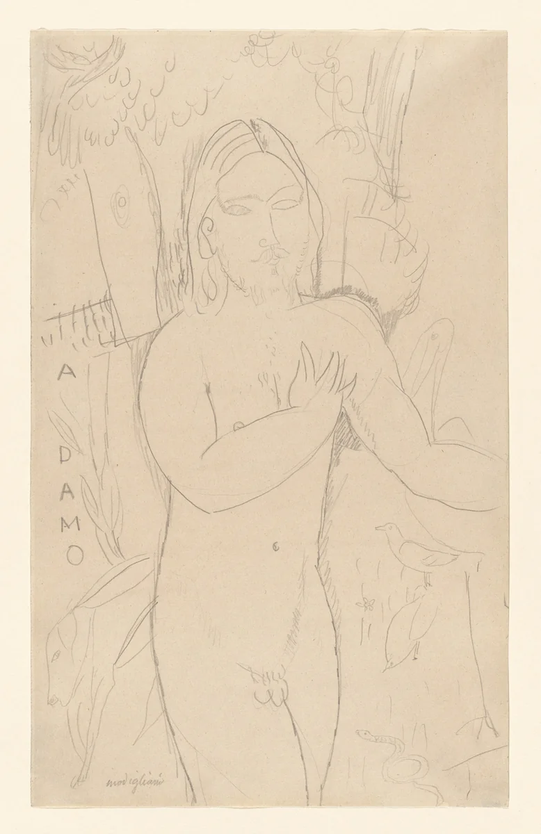 Adam by Amedeo Modigliani, drawing, 1916