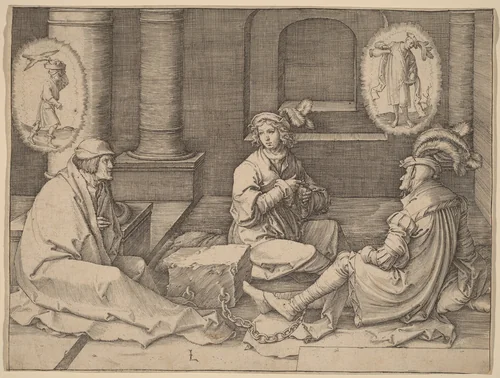 Joseph Interprets the Dreams in Prison by Lucas van Leyden, print, 1512