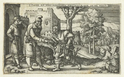Vertrek van de verloren zoon by Unknown, print, 1540