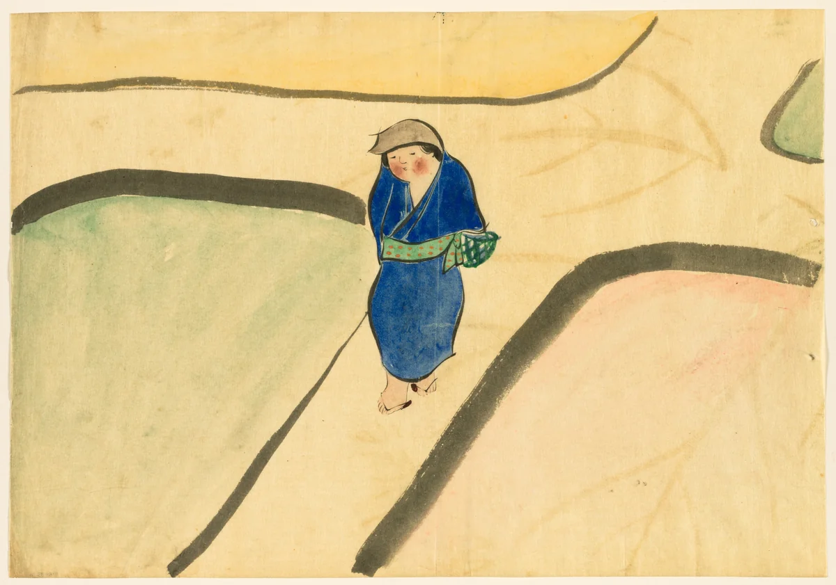 Flowers of a Hundred Worlds (Momoyogusa): Spring Field (Haru no tanomo) by Kamisaka Sekka, drawing, 1909