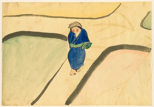 Flowers of a Hundred Worlds (Momoyogusa): Spring Field (Haru no tanomo) by Kamisaka Sekka, drawing, 1909