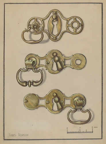 Three Door Handles by Hans Korsch, index of american design, 1936