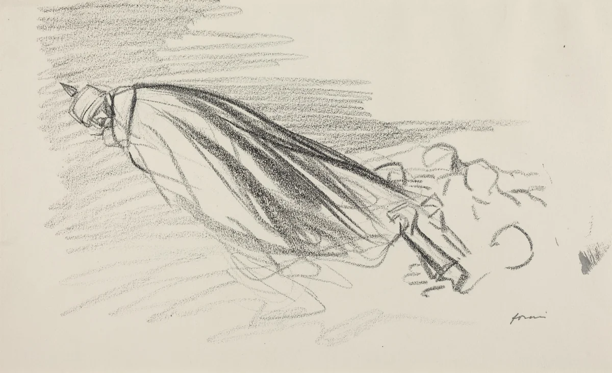 Ceux de la priemiere heure. "Sire! ou en somme-nous de la guerre fraiche et joyeuse!" by Jean-Louis Forain, drawing, 1914-1919