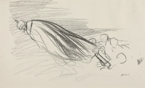 Ceux de la priemiere heure. "Sire! ou en somme-nous de la guerre fraiche et joyeuse!" by Jean-Louis Forain, drawing, 1914-1919