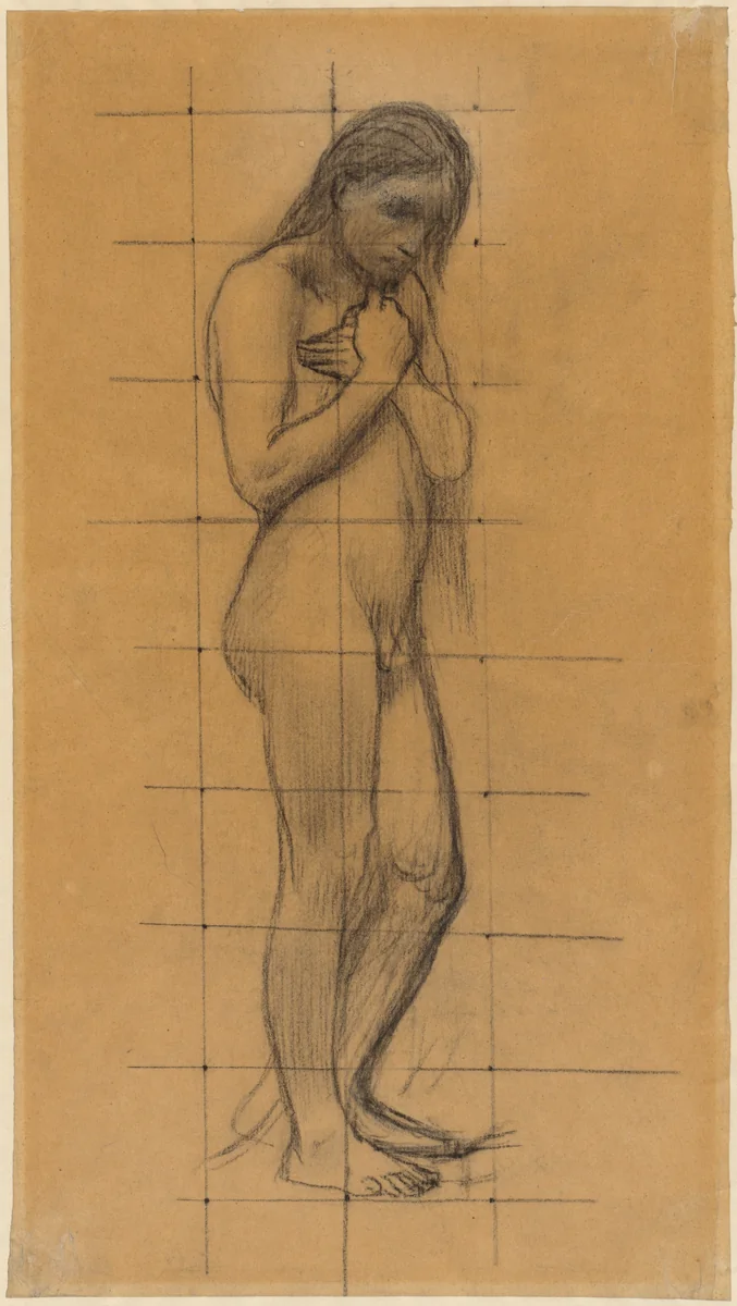 A Standing Male Nude by Pierre Puvis de Chavannes, drawing, 1874-1884