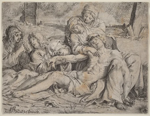 Pieta (the "Christ of Caprarola") by Annibale Carracci, print, 1597