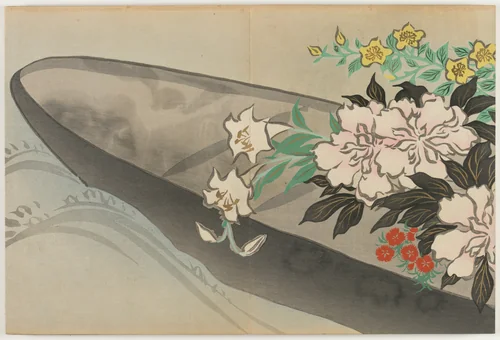Flowers of a Hundred Worlds (Momoyogusa): Flower boat (Hanabune) by Kamisaka Sekka, book, 1909-1910