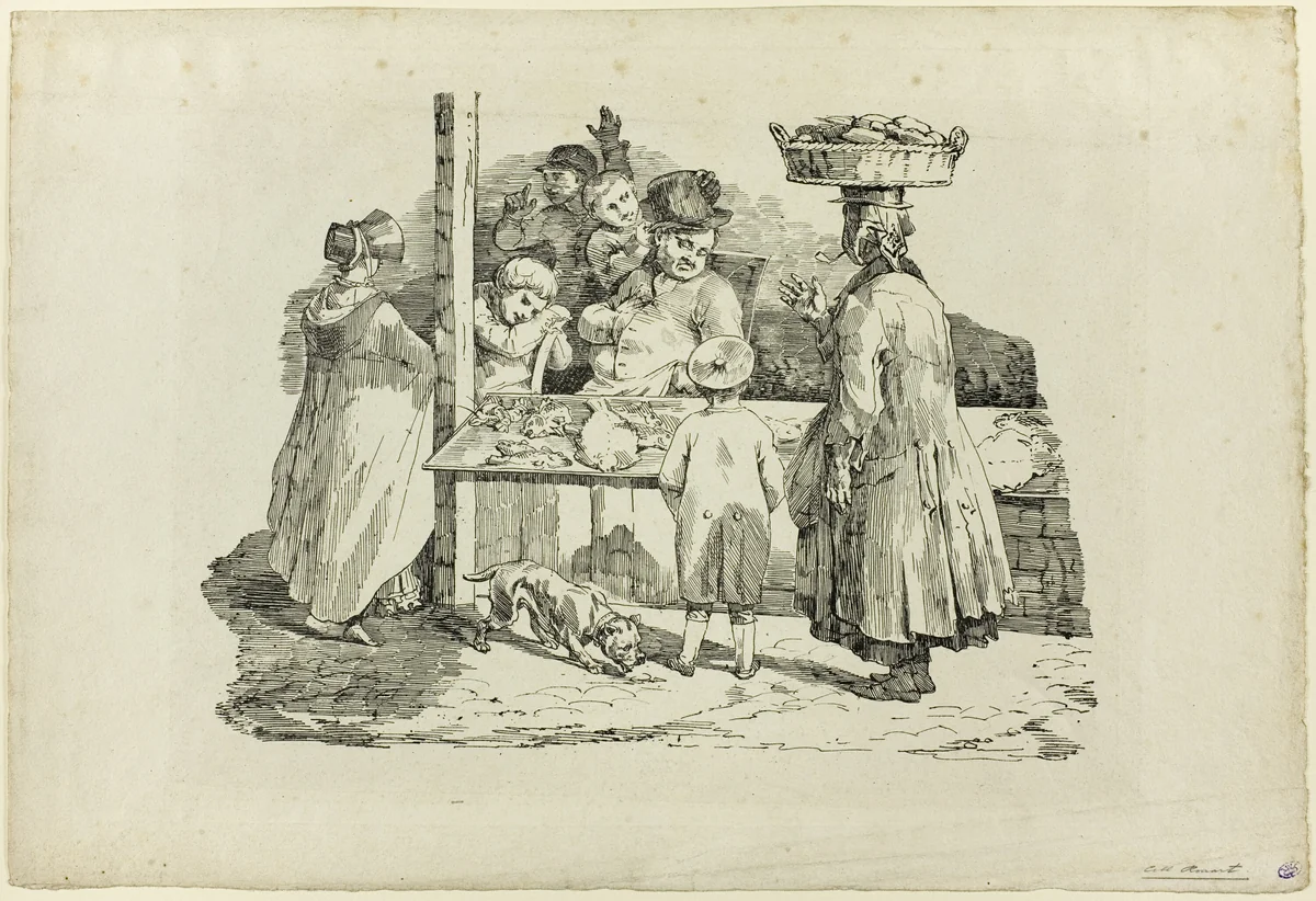 The Sleeping Fishmonger by Jean Louis André Théodore Géricault, print, 1820
