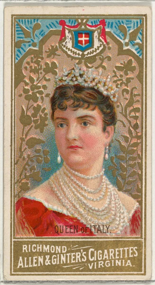 Queen of Italy, from World's Sovereigns series (N34) for Allen & Ginter Cigarettes by Allen & Ginter, print, 1889