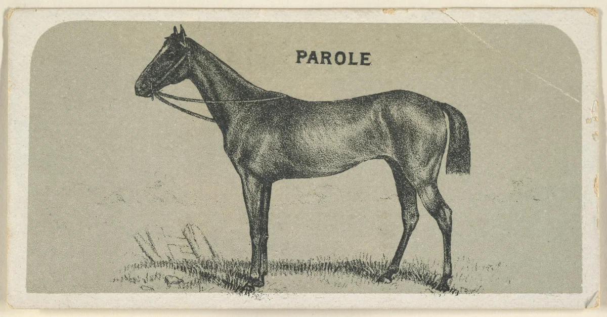 Parole, from the Race Horses series (N168) for Canvas Backs Cigarettes by Goodwin & Company, print, 1886-1890