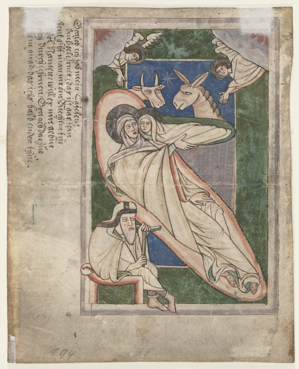 Leaf from a Psalter: Nativity (verso) by Unknown, manuscript, 1200-1225