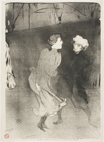 Rehearsal at the Folies-Bergère, Emilenne D'Alençon and Mariquita by Henri de Toulouse-Lautrec, print, 1893
