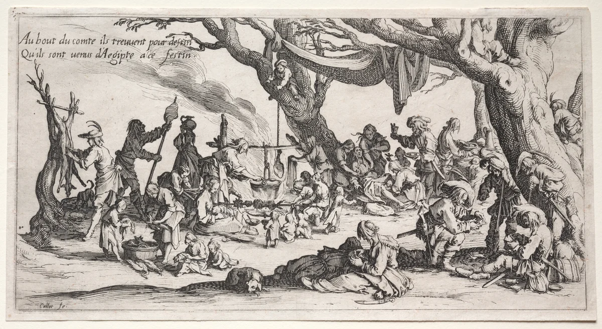 The Stopping Place: The Feast of the Bohemians by Jacques Callot, print, 1621-1625