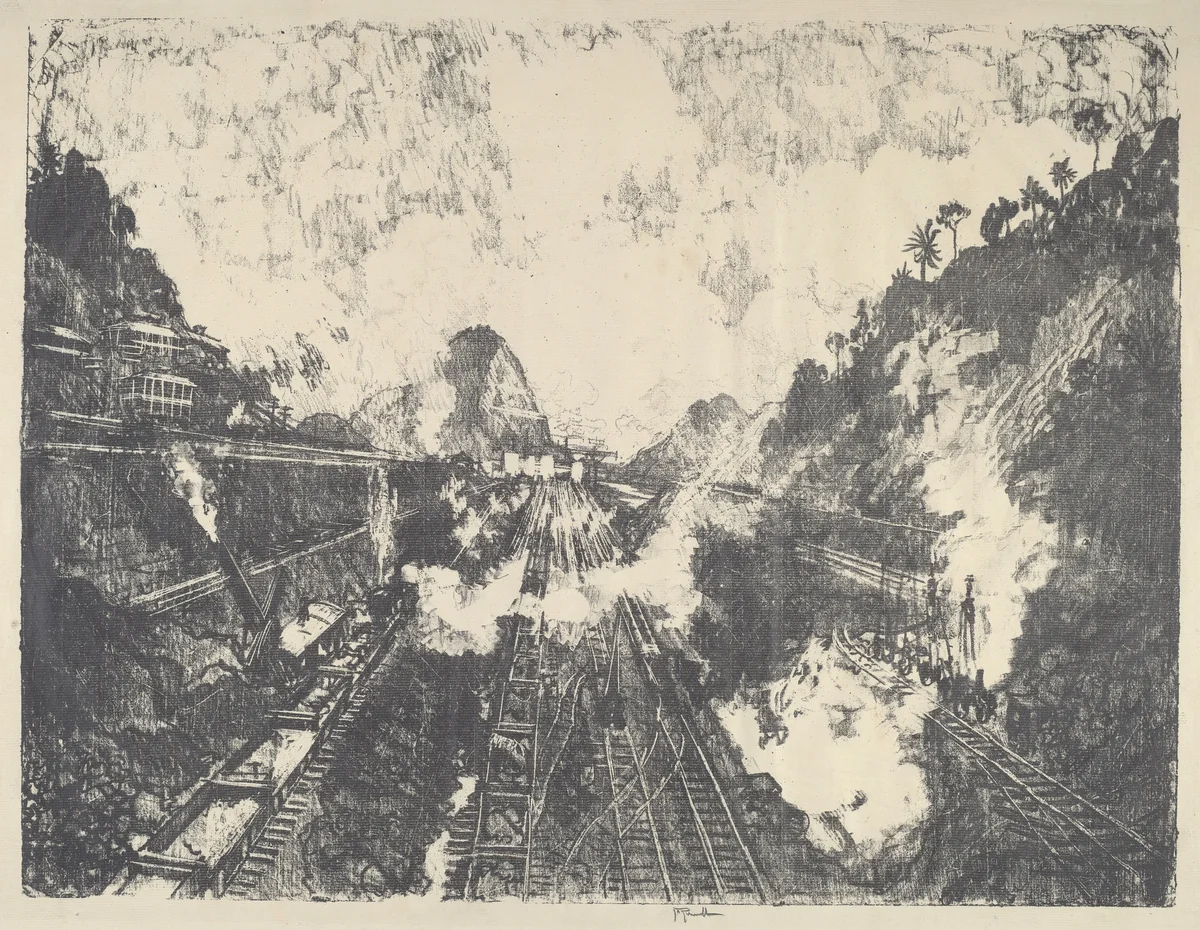 The Cut, Looking toward Ancon Hill by Joseph Pennell, print, 1912