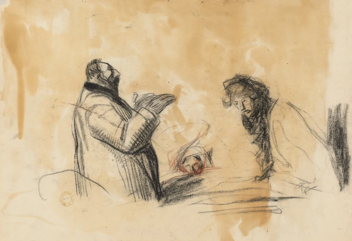 Sketch for In the Hospital (verso) by Jean-Louis Forain, drawing, 1852-1931