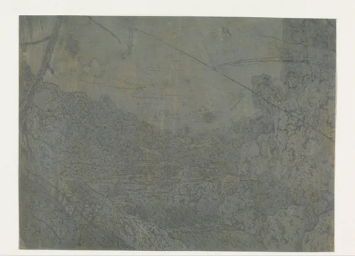 Landscape with a Waterfall, First Version by Hercules Segers, print, 1625-1627