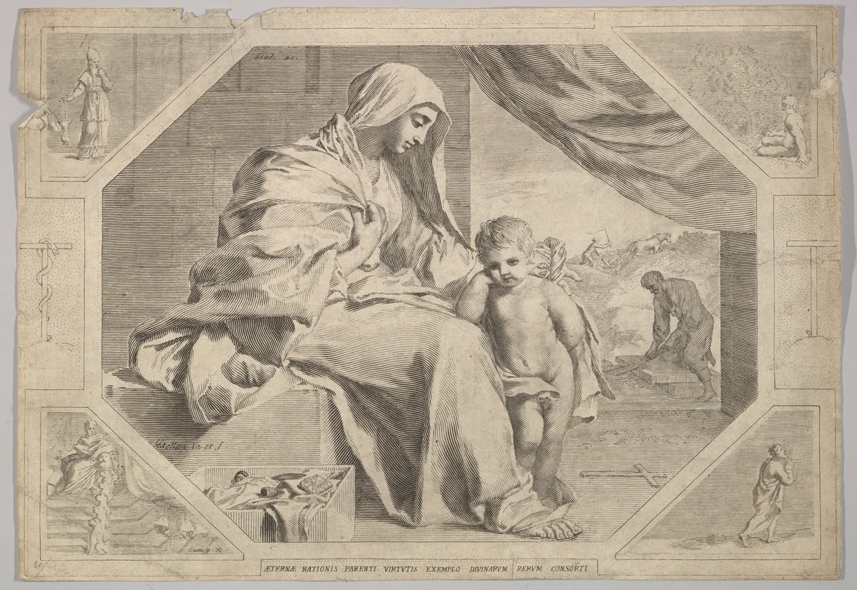 Holy Family by Claude Mellan, print, 1598-1688