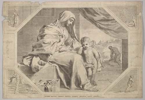Holy Family by Claude Mellan, print, 1598-1688