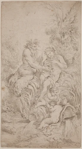 Pan and Olympus by Giovanni Benedetto Castiglione, print, 1655-1660
