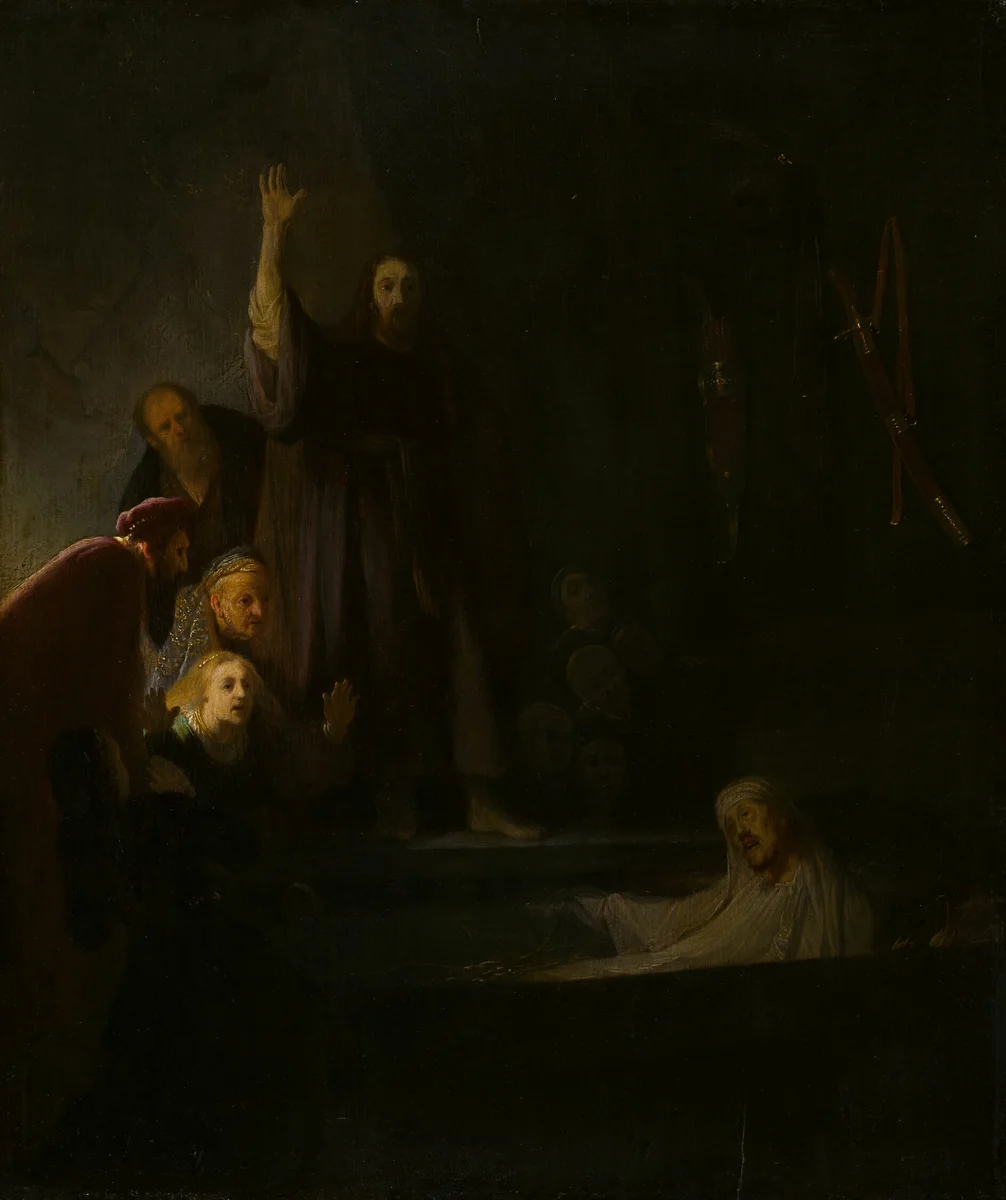 The Raising of Lazarus by Rembrandt van Rijn, painting, 1630-1635