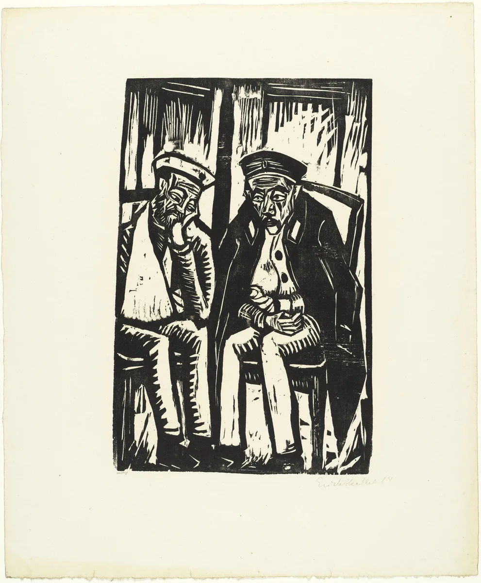 Two Wounded Soldiers (Zwei Verwundete) from the portfolio Eleven Woodcuts, 1912-1919 (Elf Holzschnitte, 1912-1919) by Erich Heckel, print, 1914