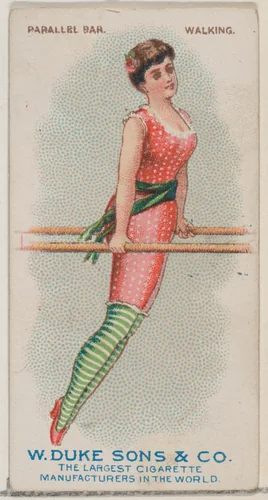 Parallel Bar, Walking, from the Gymnastic Exercises series (N77) for Duke brand cigarettes by W. Duke, Sons & Co., print, 1887