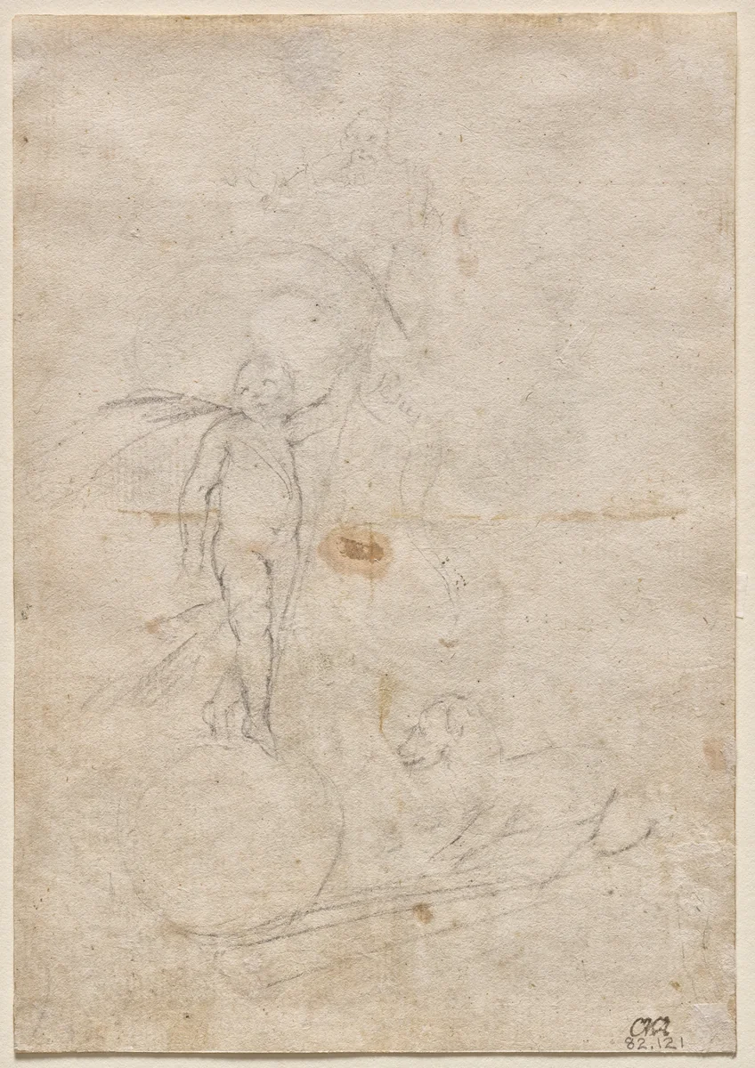 Resurrected Christ and Lamb of God (verso) by Alonso Cano, drawing, 1666