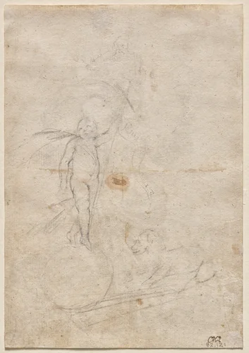 Resurrected Christ and Lamb of God (verso) by Alonso Cano, drawing, 1666
