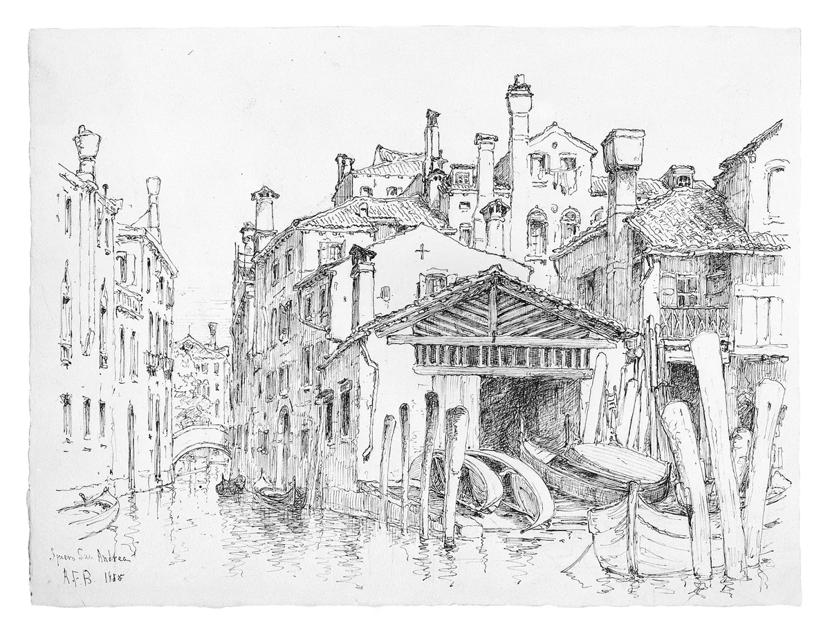 Squero San Andrea, Venice by Andrew Fisher Bunner, artwork, 1885