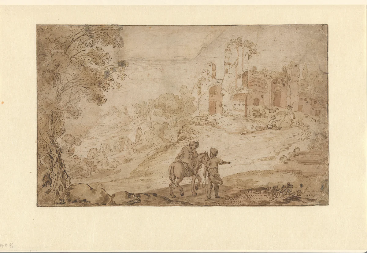 De barmhartige Samaritaan by Lambert Jacobsz, drawing, 1625