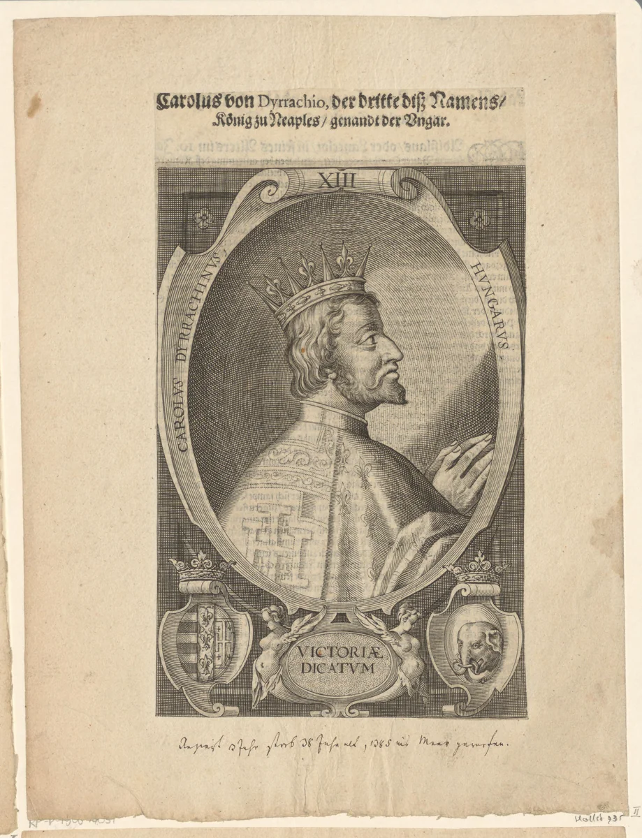 Portret van Karel III, koning van Napels by Lucas Kilian, print, 1589-1624