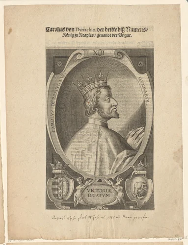 Portret van Karel III, koning van Napels by Lucas Kilian, print, 1589-1624