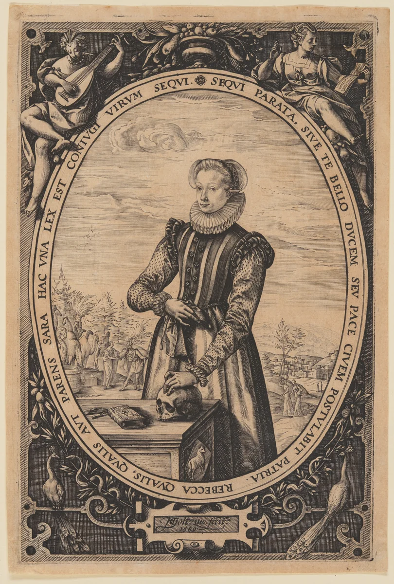 Portrait of Josina Hamels by Hendrick Goltzius, print, 1580
