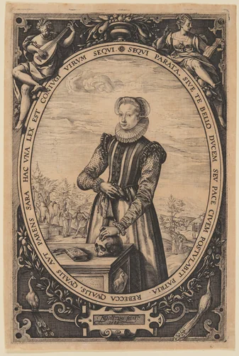 Portrait of Josina Hamels by Hendrick Goltzius, print, 1580