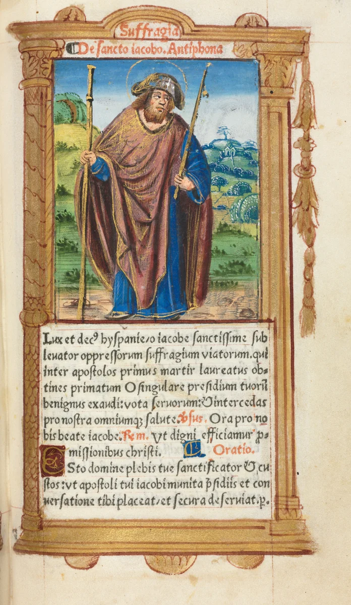 Printed Book of Hours (Use of Rome): fol. 100r, St. James the Greater by Guillaume Le Rouge, book, 1510