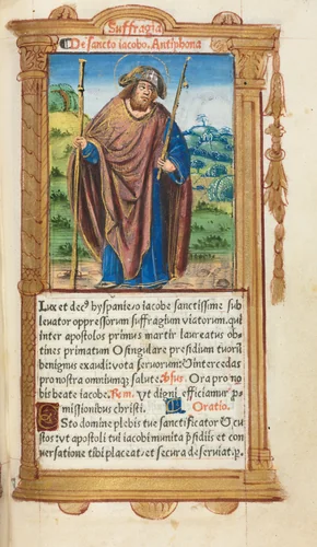 Printed Book of Hours (Use of Rome): fol. 100r, St. James the Greater by Guillaume Le Rouge, book, 1510
