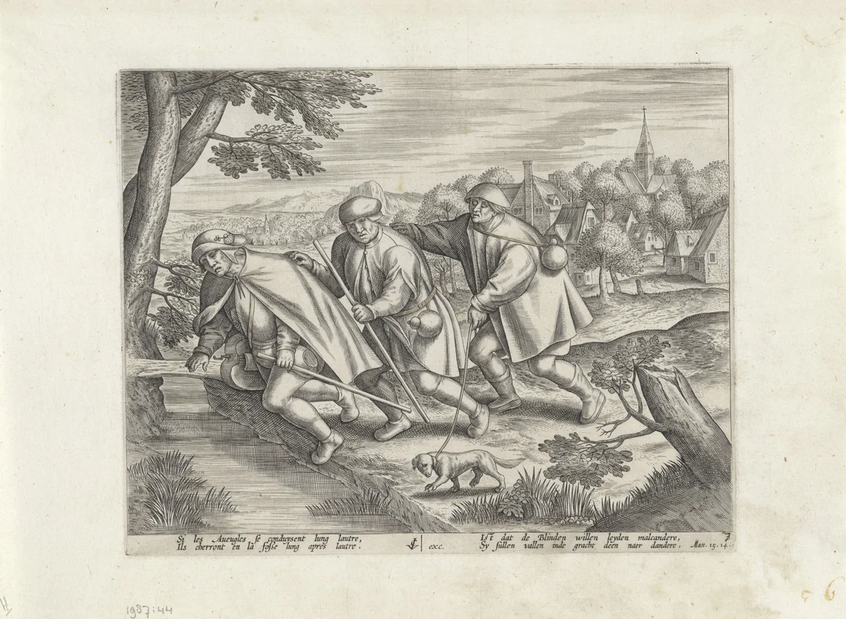 Blinden leiden de blinden by anonymous, print, 1612-1652